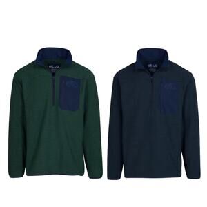 Bundle Bass Pro Shops Quarter-Zip Long-Sleeve Pullover Men’s EUC Blue Green Soft